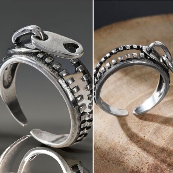 Wiggly Zipper Ring l Silver l Size 8 l Unisex l With Box l New - Picture 6 of 6